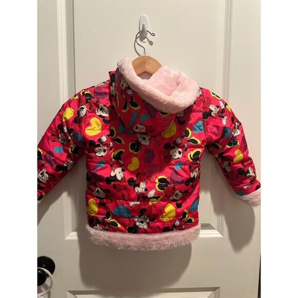 Disney Minnie Mouse Riversable Light & Hot Pink Puffer Jacket Size 5 - Picture 2 of 10